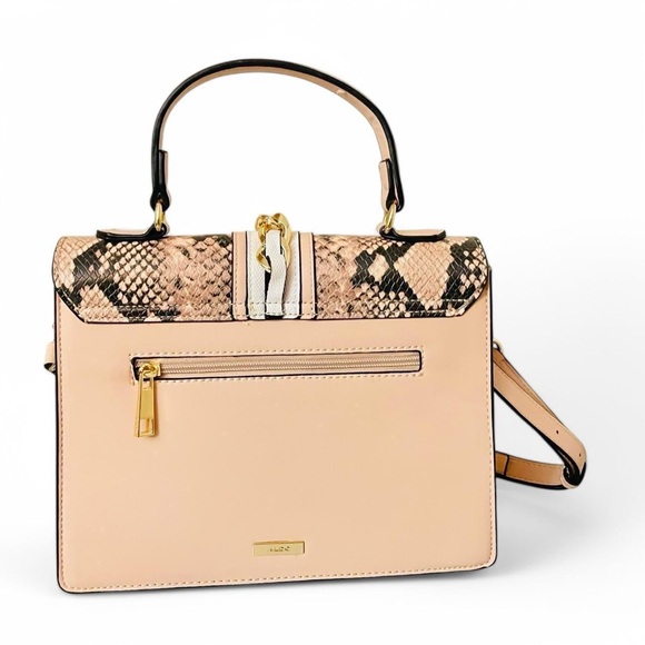 Aldo Pink and Cream Snakeskin(Faux) Crossbody With Elegant Gold Hardware - Picture 2 of 5